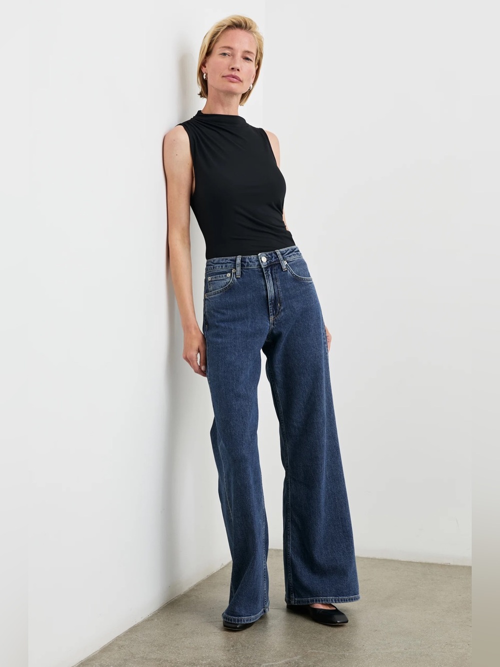 NWT women’s Rails Angeleno pebble blue Wide-Leg Denim Jeans in Dark Blue size 32